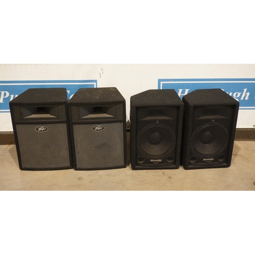 30 - 2 Peavey Pro 12 speakers and 2 phonic SEM 712 speakers