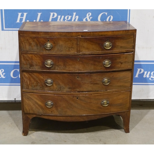 2 - Walnut chest of 2 short and 3 long graduated drawers 41x40.5
