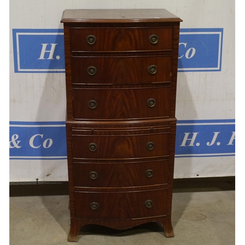 4 - Reproduction mahogany chest of 6 drawers 52x24
