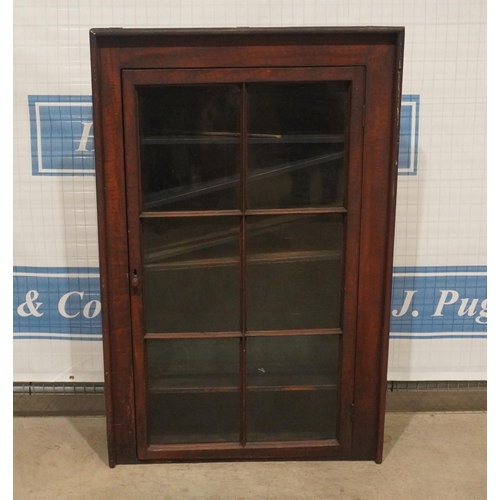 7 - Early pine glass front display cabinet 58x36