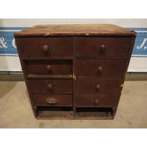 13 - Old pine chest of 8 short drawers 26x24
