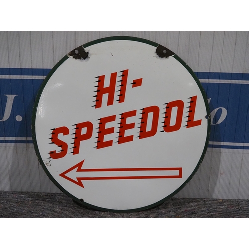 Double sided enamel sign - Hi-Speedol 24" diameter
