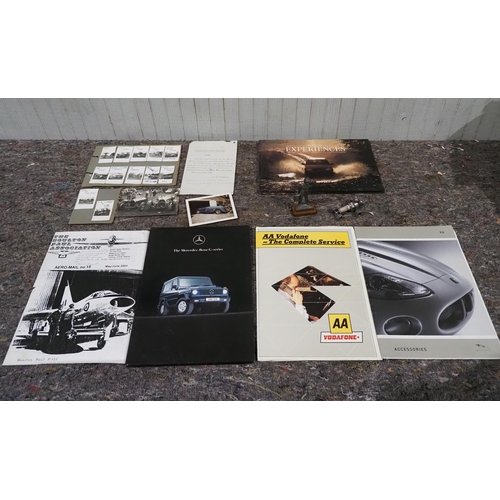 18 - Vintage car photos, assorted Mercedes and Jaguar literature etc