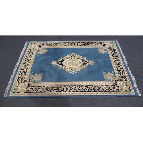 6 - Large blue floral pattern rug 108 x 73