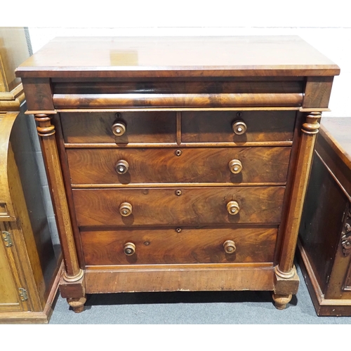 1 - Mahogany chest of 2 short and 3 long drawers 52 x 47
