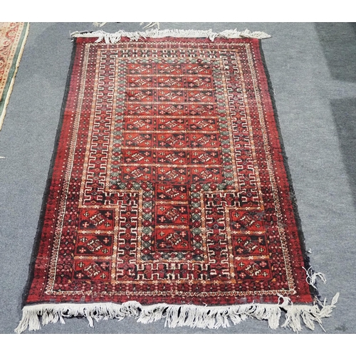 25 - Burgundy patterned wool rug 58x37