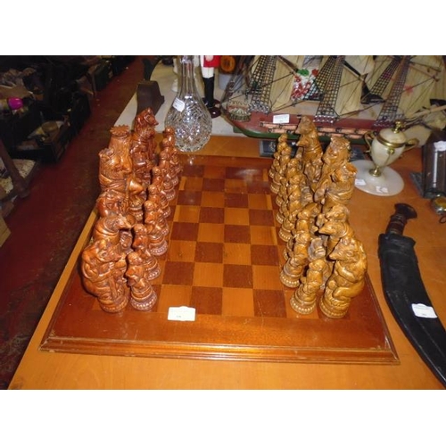 Resin Lion The Witch And The Wardrobe Chess Set On Wooden Chess Board