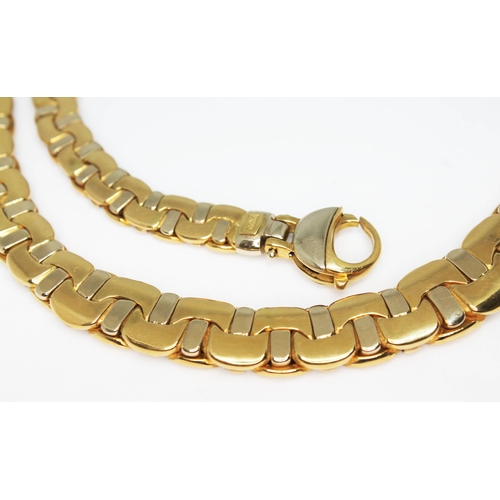 105 - FRED JOAILLIER
A vintage 18ct two colour gold flat link necklace circa 1970, marked 'FRED PARIS', al... 