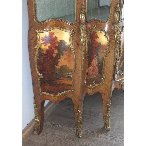 11 - A French Louis XV revival kingwood vitrine display cabinet, late 19th/early 20th century, of five si... 