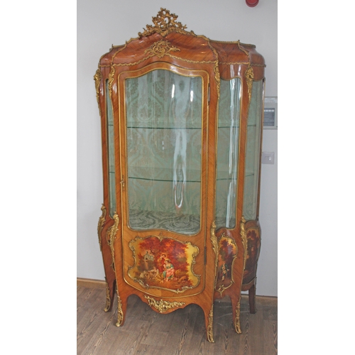 11 - A French Louis XV revival kingwood vitrine display cabinet, late 19th/early 20th century, of five si... 