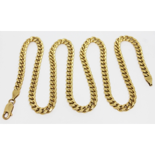 106 - A curb link chain marked '14K', length 57cm, wt. 47.95g.