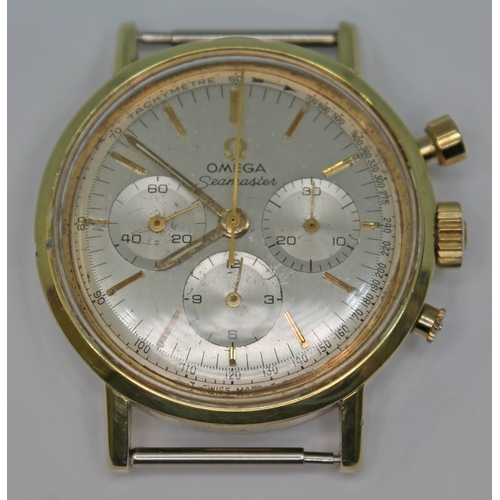 A 1966 gold plated Omega Seamaster chronograph 105.005-65 having signed  silvered dial, hour markers