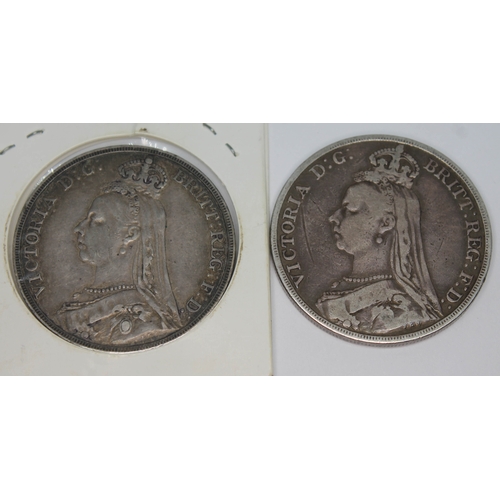 275 - Two Victoria Jubilee head crowns 1891