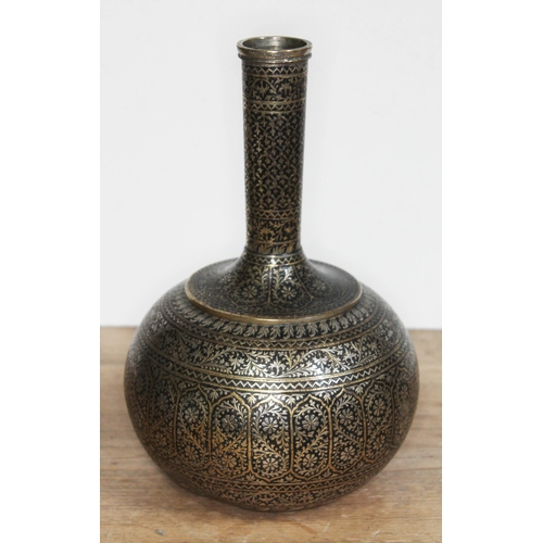 365 - A Persian style mixed metal vase, the interior stamped 