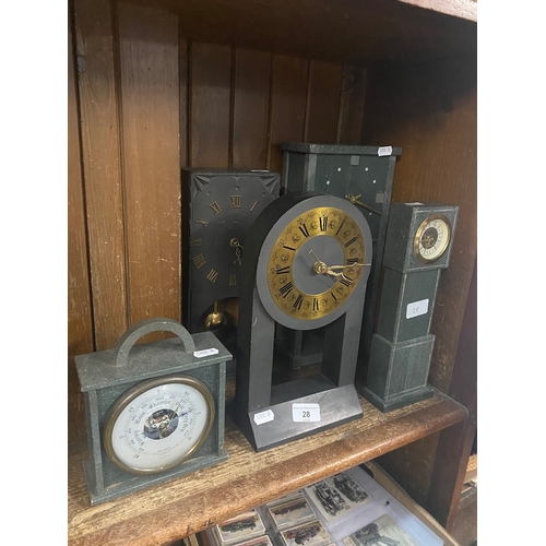 28 - A box of 20th century Lake District and Welsh stone clocks
