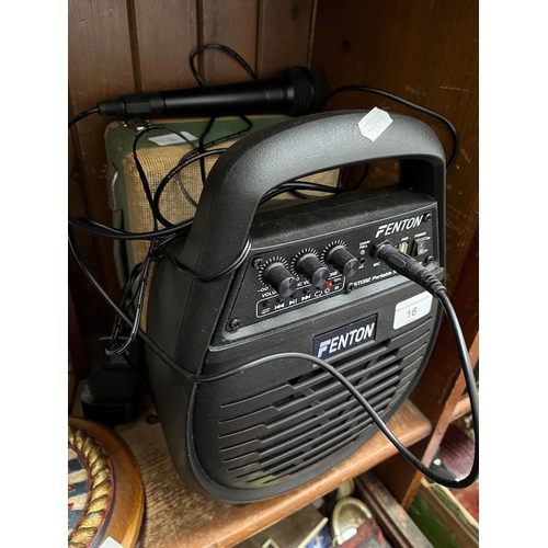 16 - An old BBC radio and a Fenton STO32 portable sound system.- FAULTY
