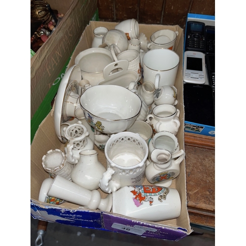46 - A box of assorted crested china.