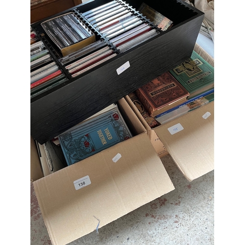 158 - 2 boxes of books and a box of classical CDs