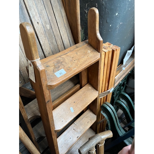 45 - A vintage stripped and waxed library stepladder