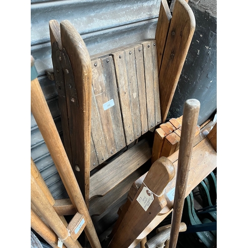 46 - Vintage stripped and waxed stepladders.