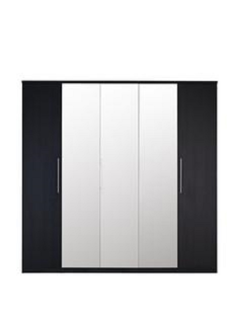 Prague 5door Wardrobe Black 199 X 201 X 53cm Rrp 550