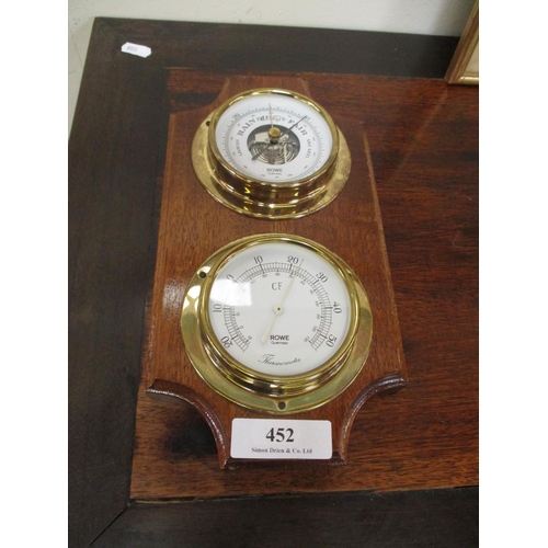 A brass cased barometer and thermometer set by Rowe of Guern... Barnebys