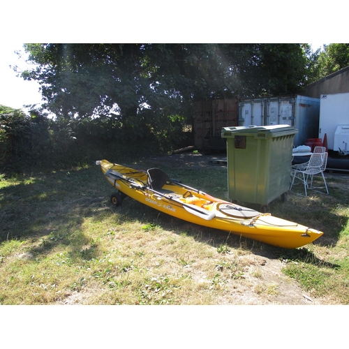 An Ocean kayak Prowler Elite 4.1 complete with trolley, paddles, rod