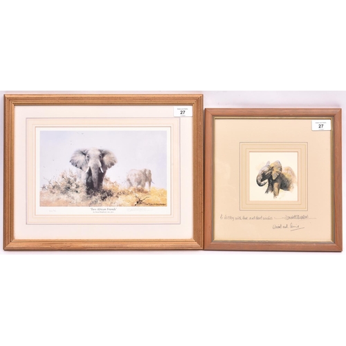 27 - 3x David Shepherd signed prints of elephants. All well framed and mounted. 'A Celebration of Elephan... 