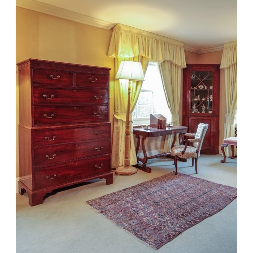 730 - A NEAR PAIR OF GEORGE III MAHOGANY CHEST-ON-CHESTS one 166cm high x 105cm wide x 55cm deep, the othe... 