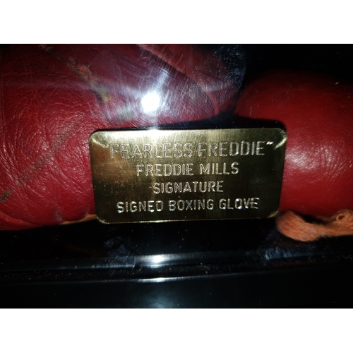 11 - Signed Freddie Mills glove, Frederick Percival Mills (26 June 1919 – 25 July 1965) was an English bo... 
