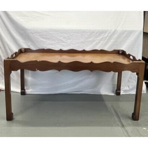 44 - Butler's style wooden table with a twin handle design, approx H50cm x L117cm, W51cm