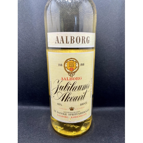 9 - Two bottles of Danish liqueur - Aalborg Export Akvavit 70cl 45% and Aalborg Jubiläums Akvavit 100cl ... 