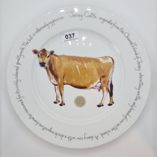 37 - Richard Bramble jersey pottery large charger of a Jersey Cow. VGC