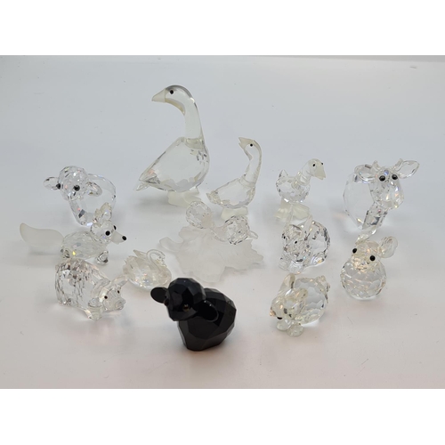 702 - Great Selection Of Swarovski Crystal Animals inc very rare and black examples. All stamped.