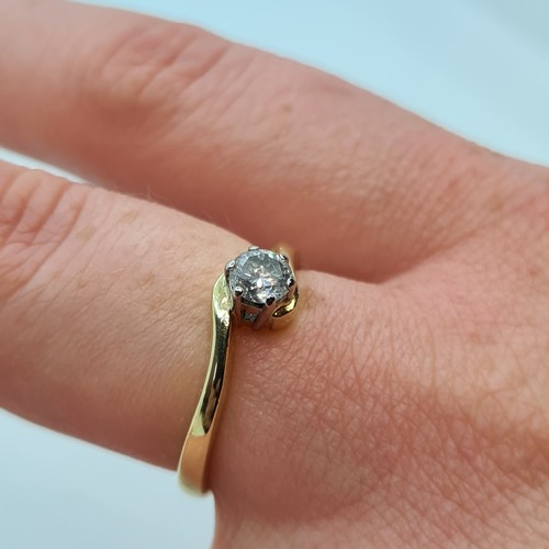 5 - Brand New 18ct Yellow Gold Diamond Solitaire Ring. 0.38cts Lovely bright sparkly stone. Size P