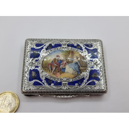 1 - A very attractive card case in Britannia silver, with pretty family scene. This piece is highly deco... 