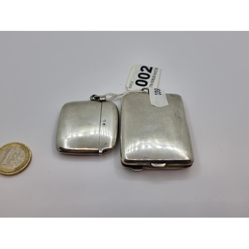 2 - A sterling silver card case with gilt interior in good condition. Hallmarked for Chester 1922. Weigh... 