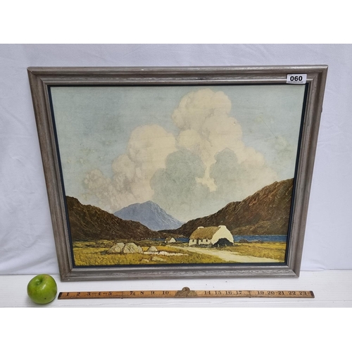 60 - Good sized framed print of a Paul Henry. Old example, unglazed.