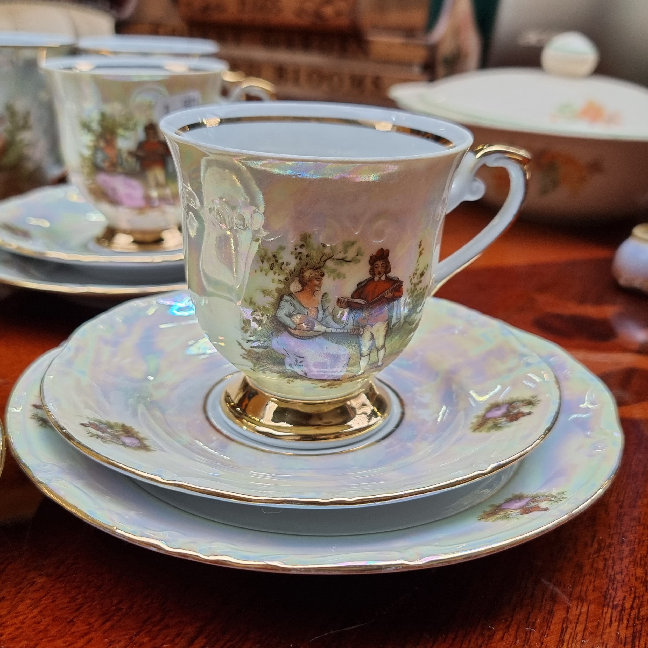 27 piece tea set by 'Chodziez' withe beautiful courtships scenes and a