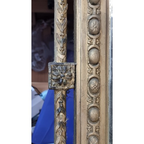 378 - Star Lot : Huge Irish Georgian over mantle mirror with a very ornate architectural frame with floral... 