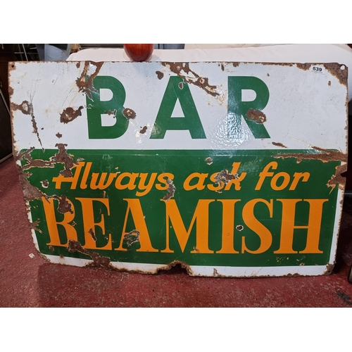639 - Star Lot : Large 100% original enamel advertisement for Beamish 'Bar - Always Ask For Beamish'. Mm: ... 