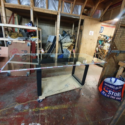 683 - Super Large Glass Dining table approx 7feet by 3 feet with heavy bevelled safety glass. Very stylish... 