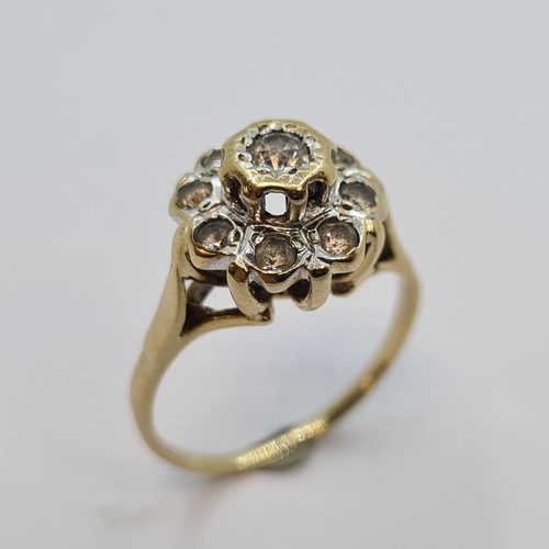 405 - Star Lot : A Victorian 9ct gold crown set large diamond cluster ring. Size M 1/2, weight 3.30g.