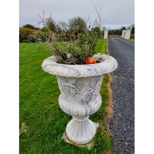 25 - Star Lot:  A super pair of Very heavy Italian marble garden urns., with Grapes and Vines in relief. ... 