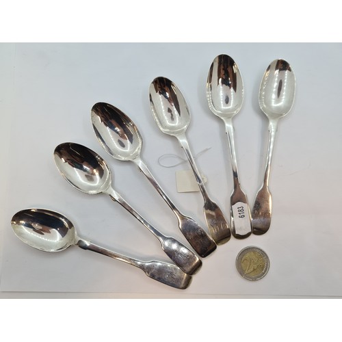 24 - Six Good Victorian Sterling Silver spoons London Hallmark London 1852 114g