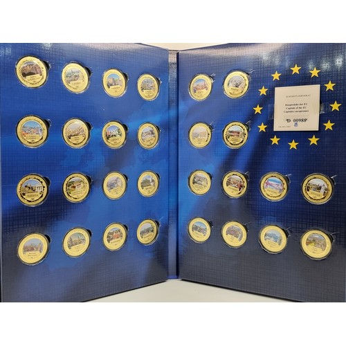 513 - A commemorative coin collection, of the capitals of the European Union. Including all 28 capitals, l... 