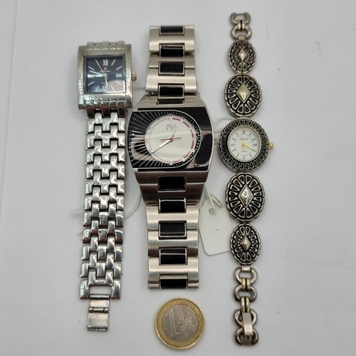 23 - Three watches, including two with lovely metal bracelet straps and quartz movements, comprising of S... 