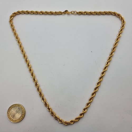A designer gold plated rope necklace by Monet. Length: 50cm, weight 32.25 graams.