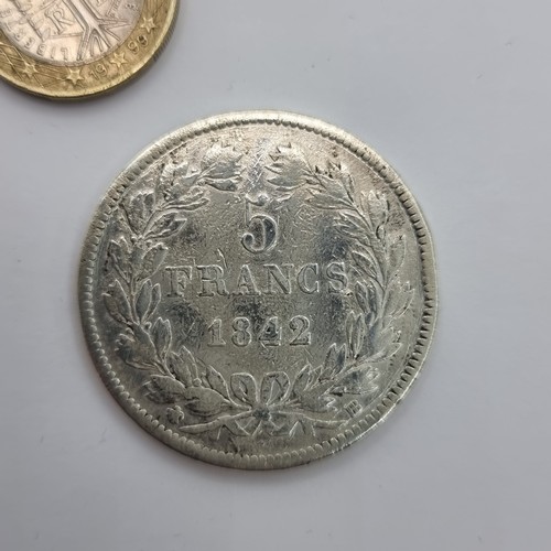3 - A French 5 Franc-Louis-Phillipe the First standard circulation coin. Weight of coin 25 grams and a .... 