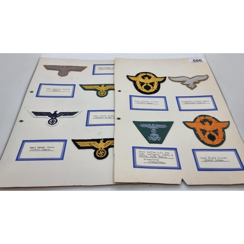 6 - A collection of 8 German World War II patch badges. Each badge is presented with a description of it... 